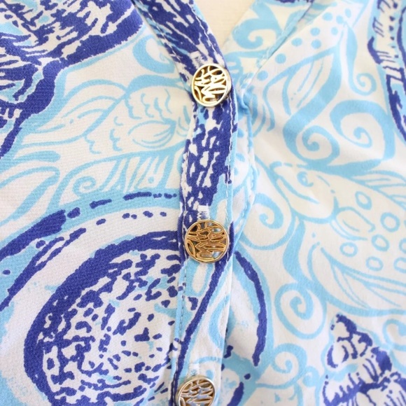 Lilly Pulitzer Elsa Stuffed Shells Silk Blouse - Picture 4 of 8